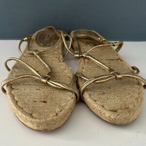 Miu Miu Flat Espadrilles Slingback with Golden Leather Straps – Size 8.5